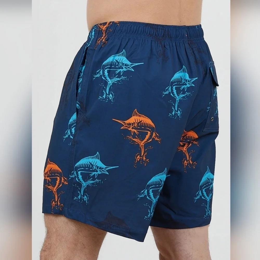 Rainforest Men's Catch Quick Dry Swim Trunks, Swordfish Navy Bering Sea